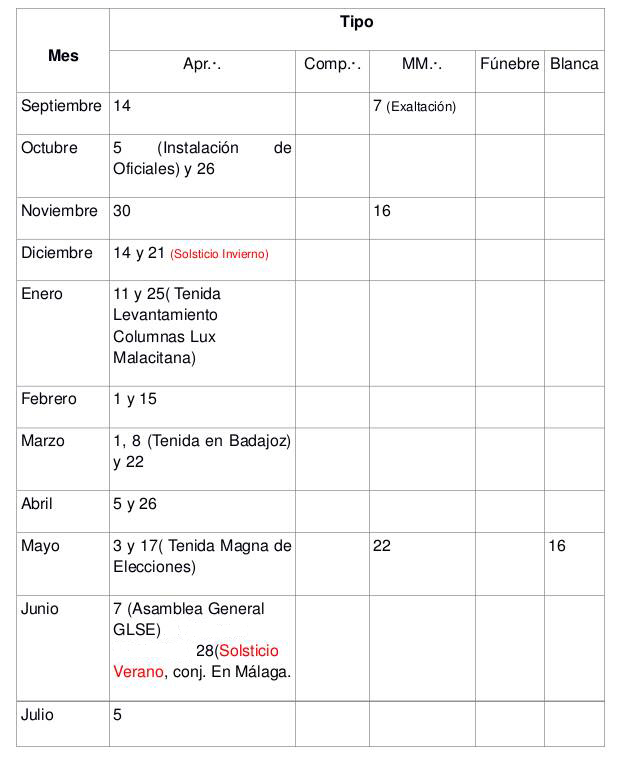 Calendario de Trabajo
